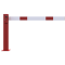 Compact hand barrier | with fixed support post | clear width: 1500 mm | with profile cylinder lock | hot-dip galvanized and coated red / white